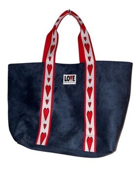 Brighton LOVE Navy Tote with Red Heart Straps